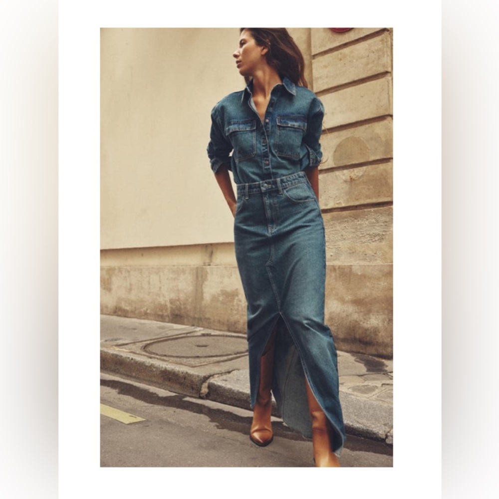 Zara Denim Midi Skirt